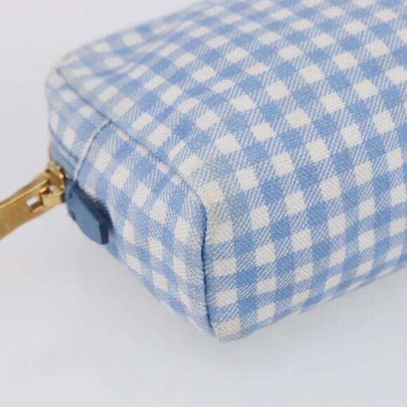 PRADA Pouch Canvas Light Blue Gold Auth 154909 - Picture 14 of 16